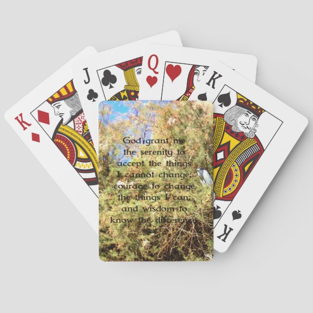 The Serenity Prayer with Nature Photo Bird Poker Cards (Back)