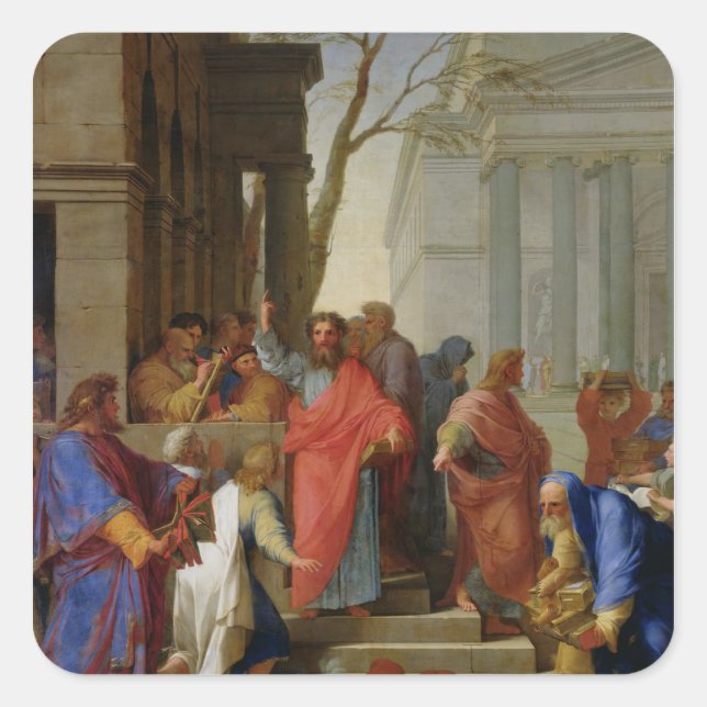 The Sermon of St. Paul at Ephesus, 1649 Square Sticker (Front)