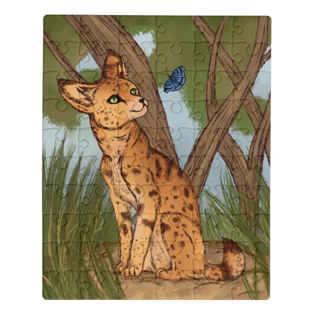 The Serval and the Butterfly Jigsaw Puzzle (Puzzle Vertical)