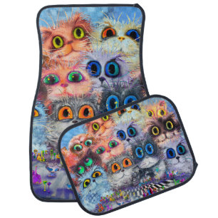 The set of cats' portraitsabstract background,acry car floor mat