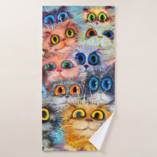 The set of cats portraitsart,portrait,animal,abstr bath towel