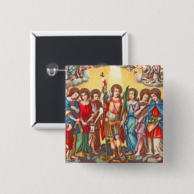 The Seven Archangels (CP 001; Chromolithograph) Button (Front & Back)