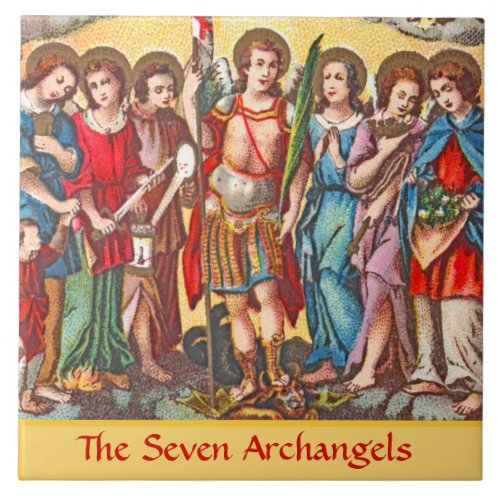 The Seven Archangels CP 001 Chromolithograph Ceramic Tile