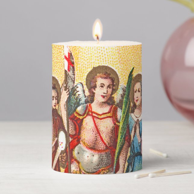 The Seven Archangels (CP 001; Chromolithograph) Pillar Candle (In Situ)