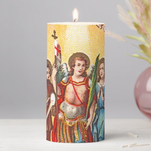 The Seven Archangels CP 001 Chromolithograph  Pillar Candle