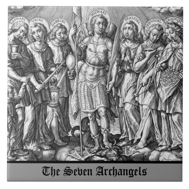 The Seven Archangels (M 034; Engraving) Ceramic Tile (Front)