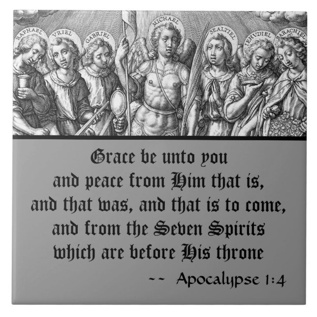 The Seven Archangels (M 034; Engraving) Ceramic Tile (Front)