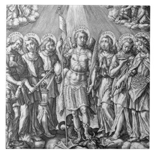 The Seven Archangels (M 034; Engraving) Ceramic Tile