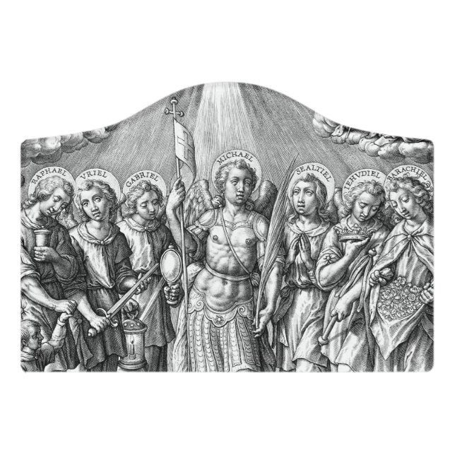 The Seven Archangels (M 034; Engraving) Door Sign (Small Crest Front)