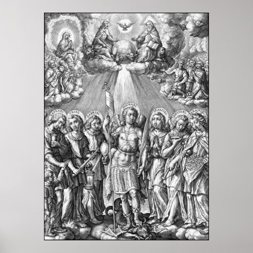 The Seven Archangels M 034 Engraving Poster