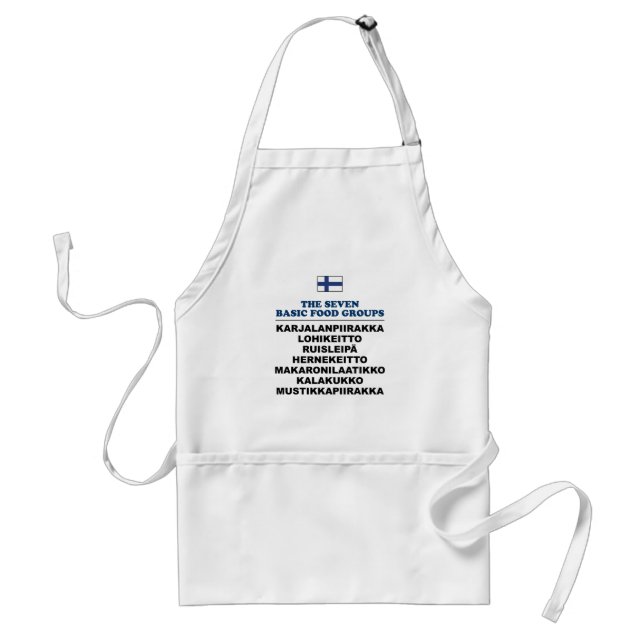 The Seven Basic Food Groups Funny Finnish Apron (Front)