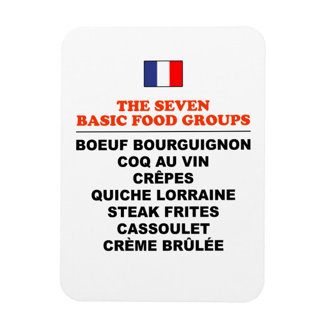 The Seven Basic Food Groups Funny French Magnet (Vertical)