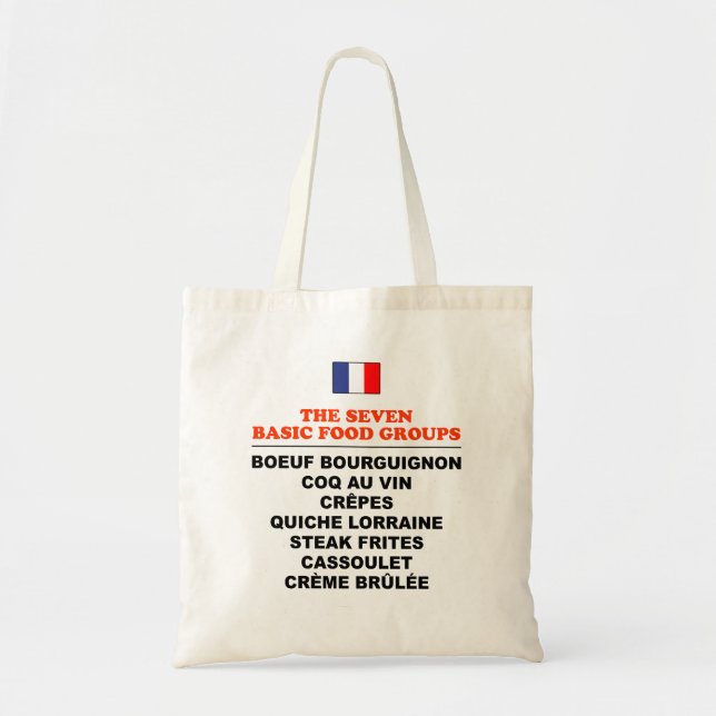 The Seven Basic Food Groups Funny French Tote Bag (Front)