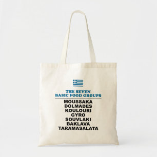 The Seven Basic Food Groups Funny Greek Tote Bag