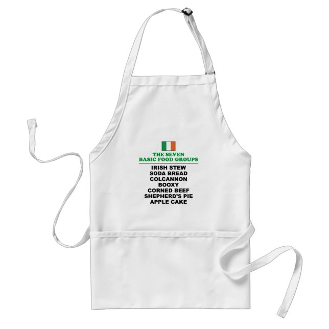 The Seven Basic Food Groups Funny Irish Adult Apron (Front)