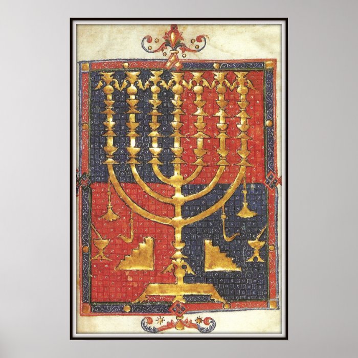 The seven branched menorah, 14th century posters