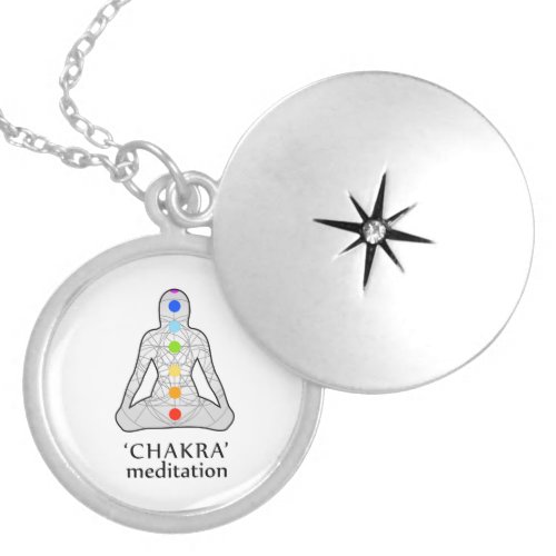 The seven chakras with their respective colors locket necklace