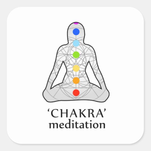 The seven chakras with their respective colors square sticker