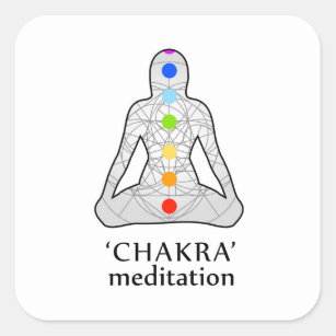 The seven chakras with their respective colors square sticker