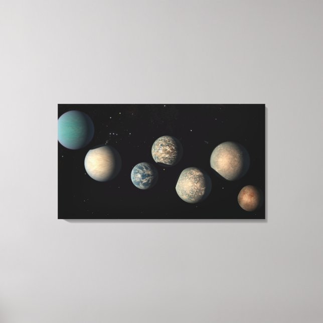 The Seven Earth-Size Planets Of Trappist-1 Canvas Print (Front)