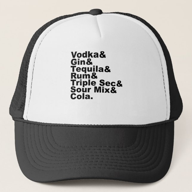 The Seven Ingredients In A Long Island Iced Tea Trucker Hat (Front)