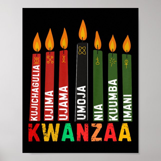The Seven Principles Of Kwanzaa Kinara Happy Kwanz Poster (Front)