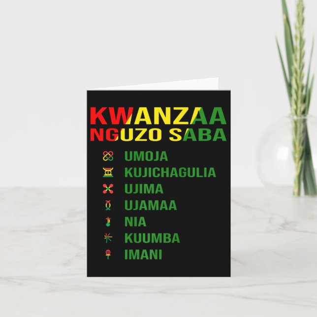 The Seven Principles Of Kwanzaa - Nguzo Saba  Card (Front)