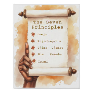 The Seven Principles of Kwanzaa (Nguzo Saba) Faux Canvas Print