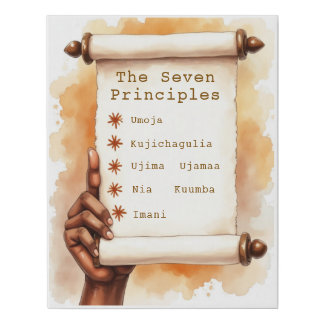The Seven Principles of Kwanzaa (Nguzo Saba) Faux Canvas Print