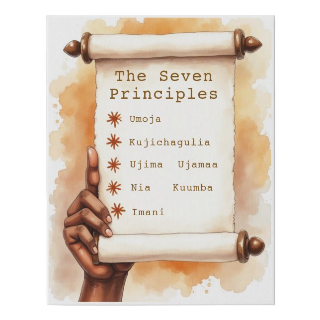 The Seven Principles of Kwanzaa (Nguzo Saba) Faux Canvas Print (Front)