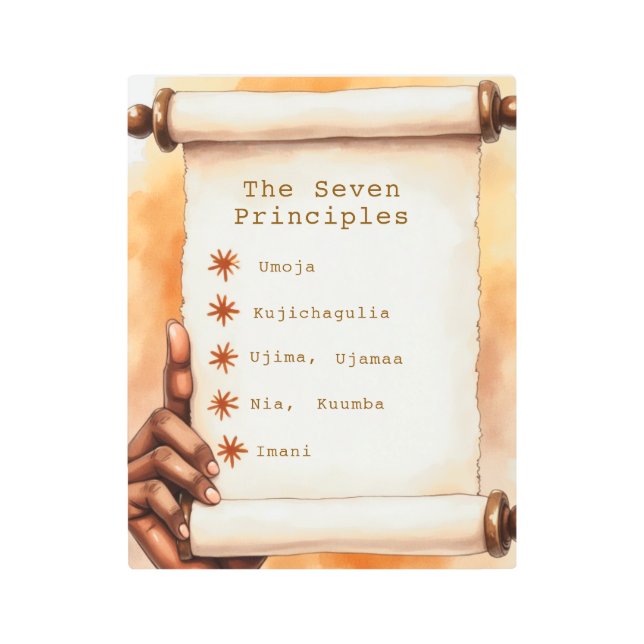 The Seven Principles of Kwanzaa (Nguzo Saba) Metal Print (Front)