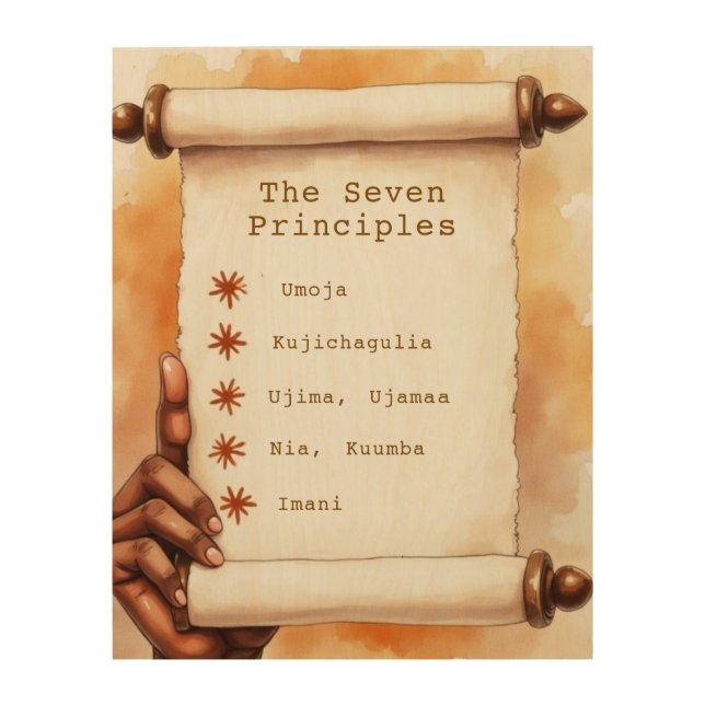 The Seven Principles of Kwanzaa (Nguzo Saba) Wood Wall Art (Front)