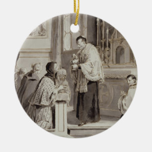 The Seven Sacraments: Communion, 1779 (pen, brown Ceramic Ornament