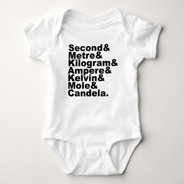 The Seven SI Base Units & Measurements In Science Baby Bodysuit (Front)