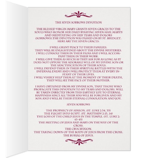 The Seven Sorrows Devotion The Blessed Virgin Mary (Inside (Right))