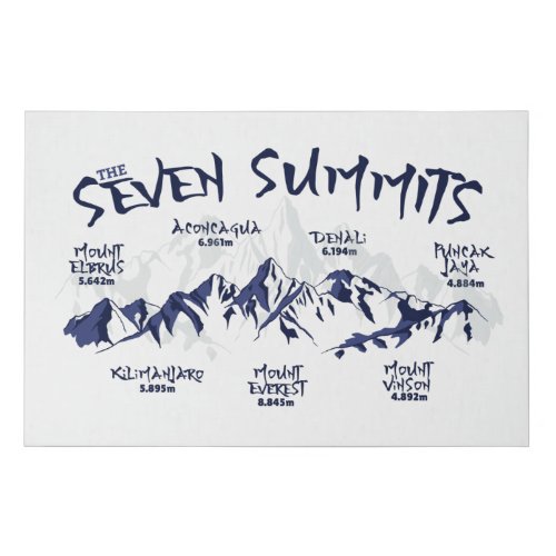 The Seven Summits Mountain Climbing Faux Canvas Print