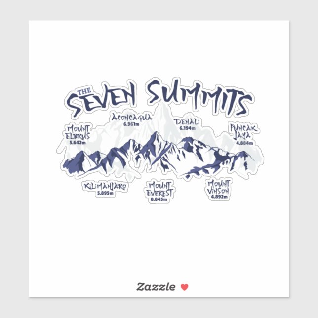 The Seven Summits Mountain Climbing Sticker (Sheet)