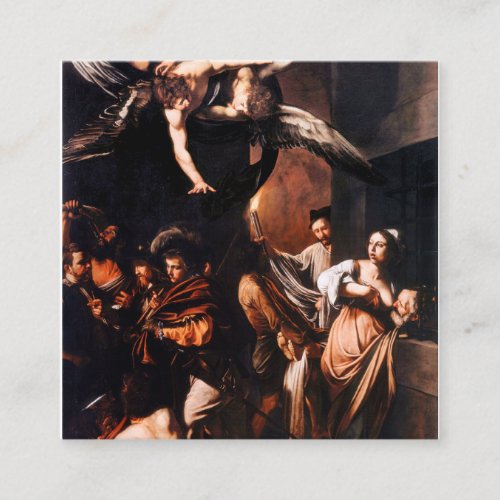 The Seven Works Of Mercy By Caravaggio Square Business Card
