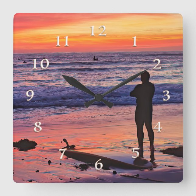 THE SEVENTH WAVE SQUARE WALL CLOCK (Front)