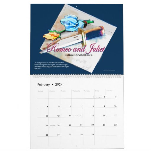 The Shakespeare Calendar Zazzle