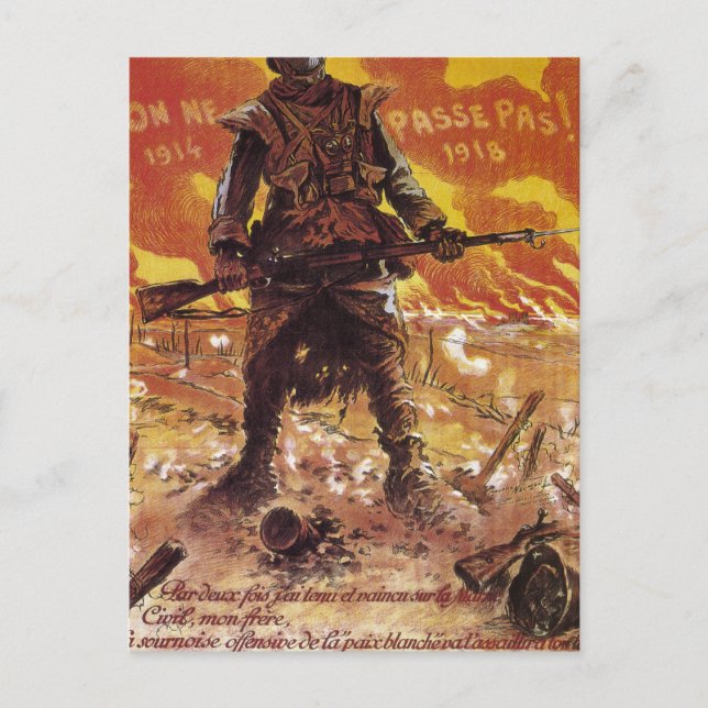 The shall not pass! (1918)_Propaganda poster Postcard (Front)