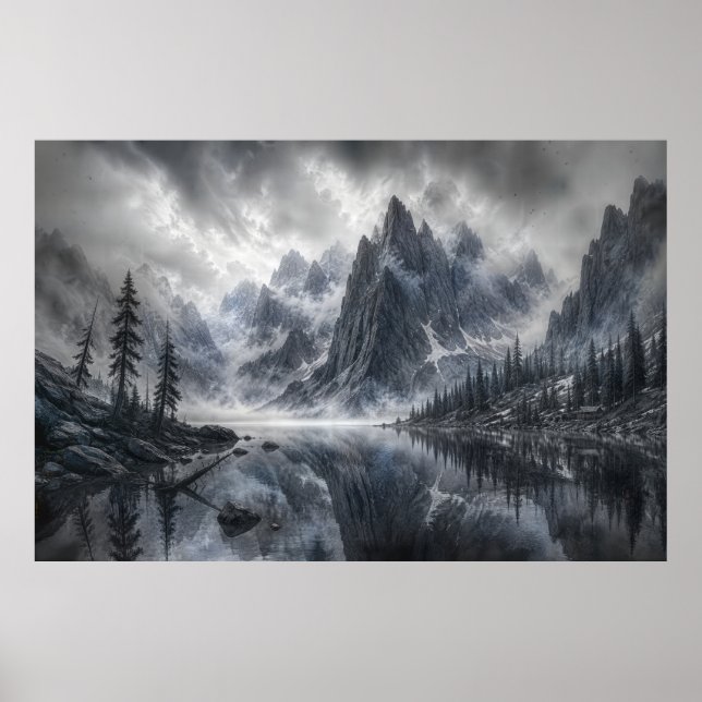 The Shape Of Silence – Black and White Landscape Poster (Front)