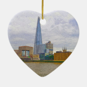 The Shard, Thames River, London, England Ceramic Ornament