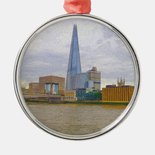 The Shard Thames River London England Metal Ornament