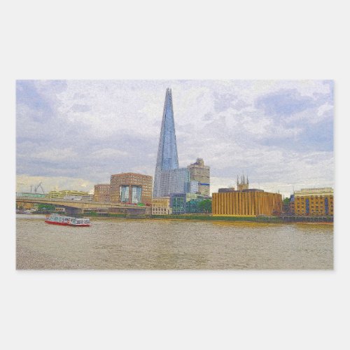 The Shard Thames River London England Rectangular Sticker