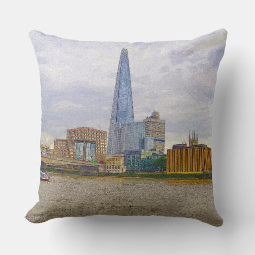 The Shard Thames River London England Throw Pillow