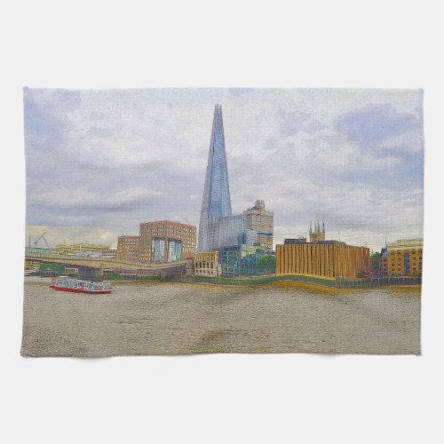 The Shard Thames River London England Towel