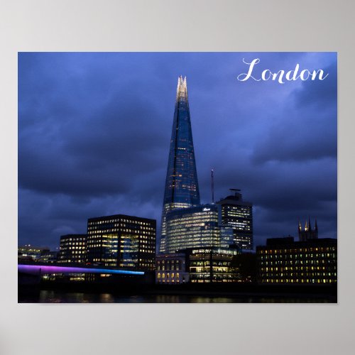 The Shard Tower at Night London England Poster