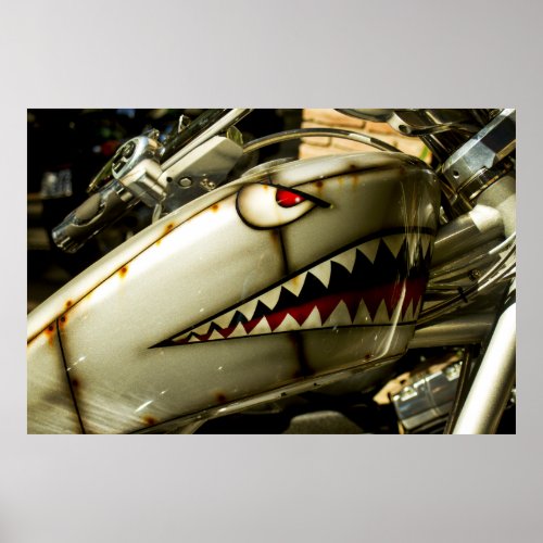 The Shark Custom painted Harley gas tank Poster