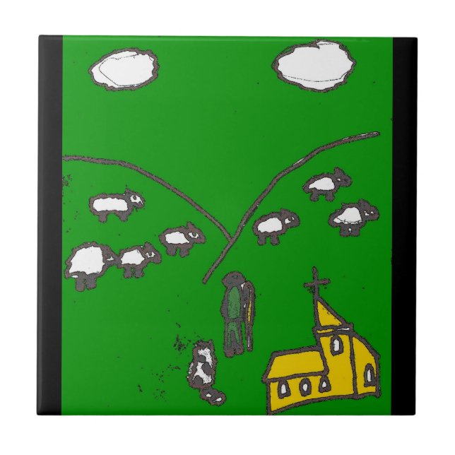 The Sheep Herder Ceramic Tile (Front)